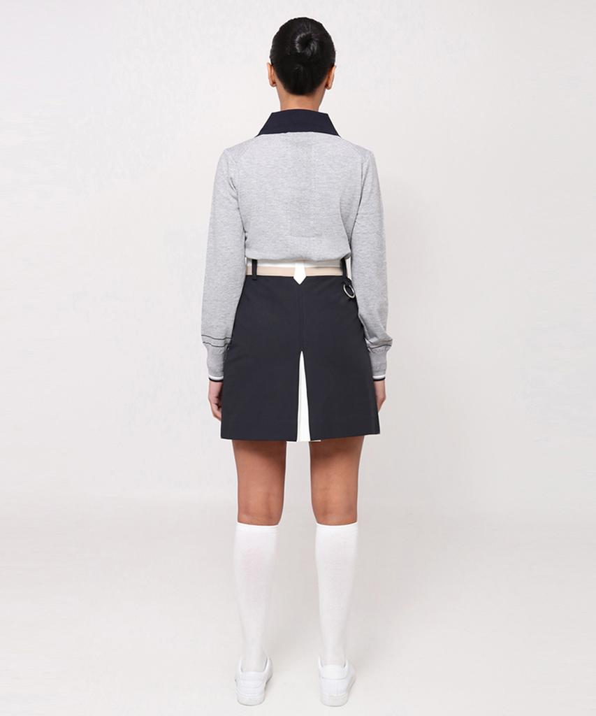 A Ben Hampton Obi Color Block H-Line Skirt Navy