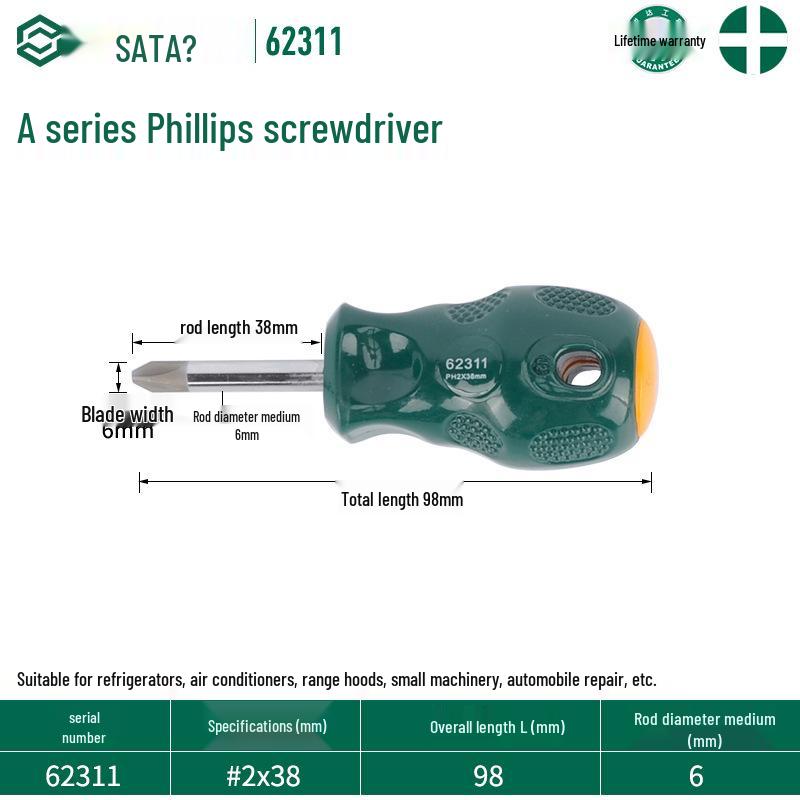 Магнитная крестовая отвертка SATA 62303, отвертка Torx 62304, серия A 62302