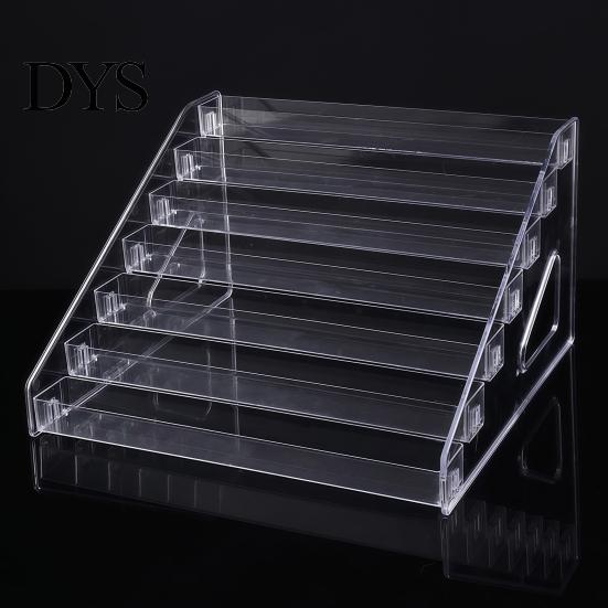 Stepped Countertop Shelf 5/7 Tier Acrylic Display Stand with Fences, Perfume Organizer, Desktop Makeup Palette Holder Multifunctional Clear
