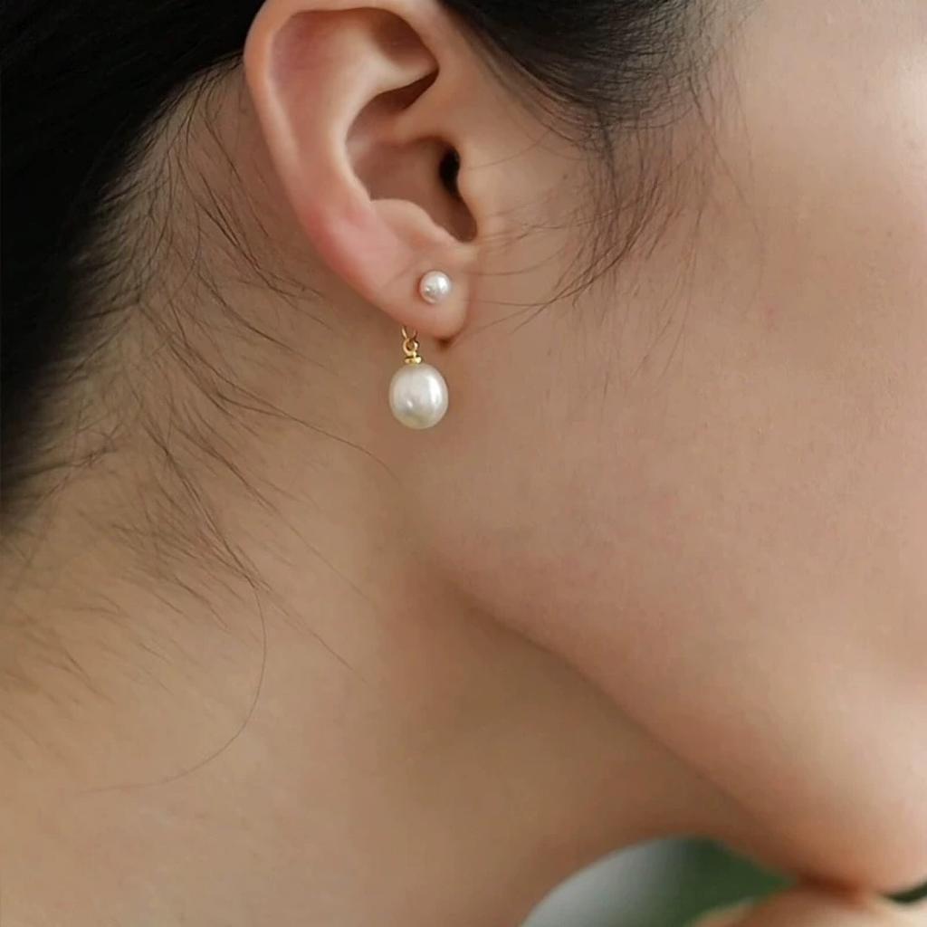 Lan Yun Jewelry Bright, freshwater pearl earrings for women Rice bead earrings, a touch of luxury and elegance