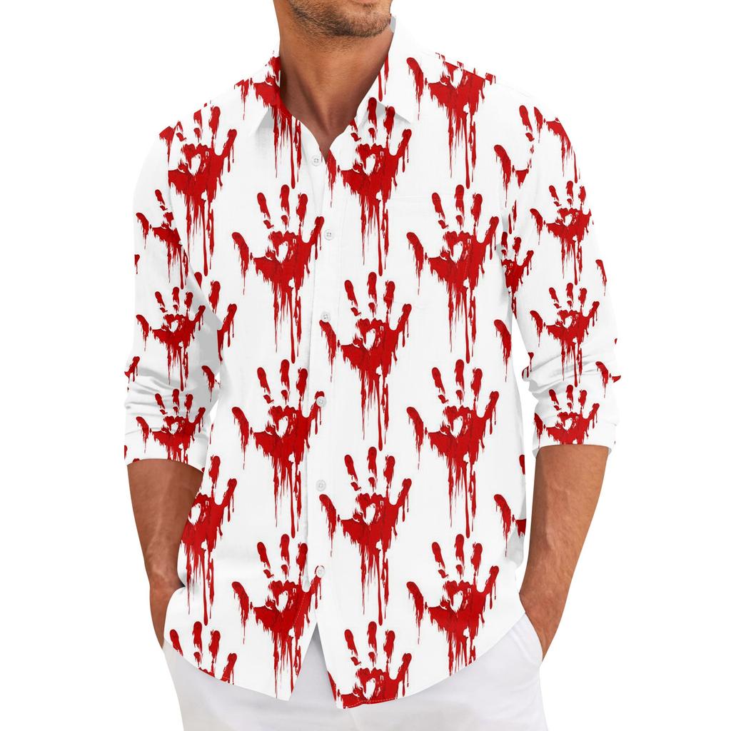 Мужская повседневная свободная рубашка с длинными рукавами, модная рубашка с лацканами, топ