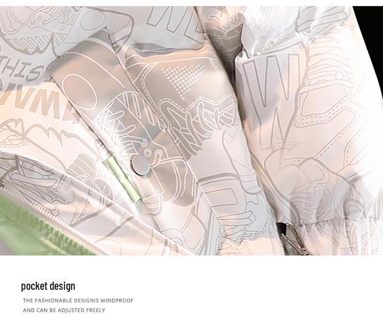 Мужская молодежная двухсторонняя хлопковая зимняя куртка с воротником-стойкой