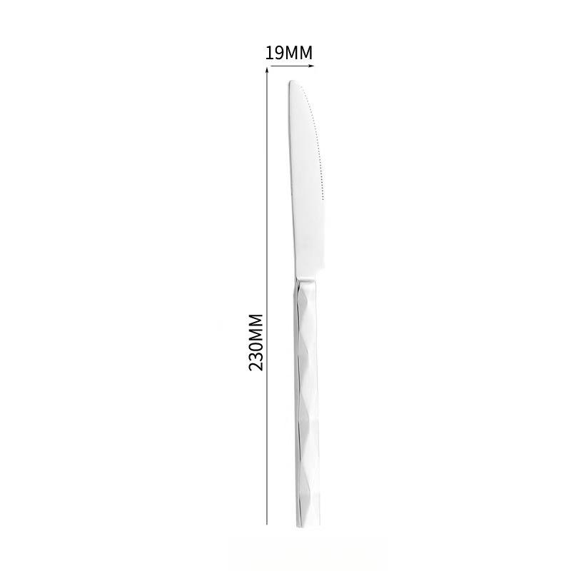 Luxury Rhombus Stainless Steel Cutlery, Steak Knife Fork Spoon Teaspoon Teafork For Home & Hotel