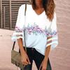 Женская рубашка, блузка, повседневные свободные рубашки, кружевные рубашки с рукавами 3/4, топы с v-образным вырезом и принтом, топы с принтом, футболки, футболки