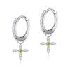 Naniwaai Earrings Ladies August Birthstone Hoop Sway 2Way Flower Woman Silver Compatible with Metal Allergies Cross Adult Accessories Present Birthday