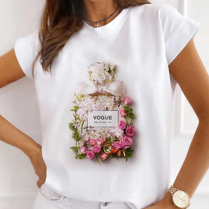 Summer Plus Size Women's Top with Letter Print Retro Pure Cotton Short Sleeved T-Shirts Women’s