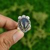 Natural Labradorite Gemstone Statement Blue Adjustable Ring 925 Sterling Silver