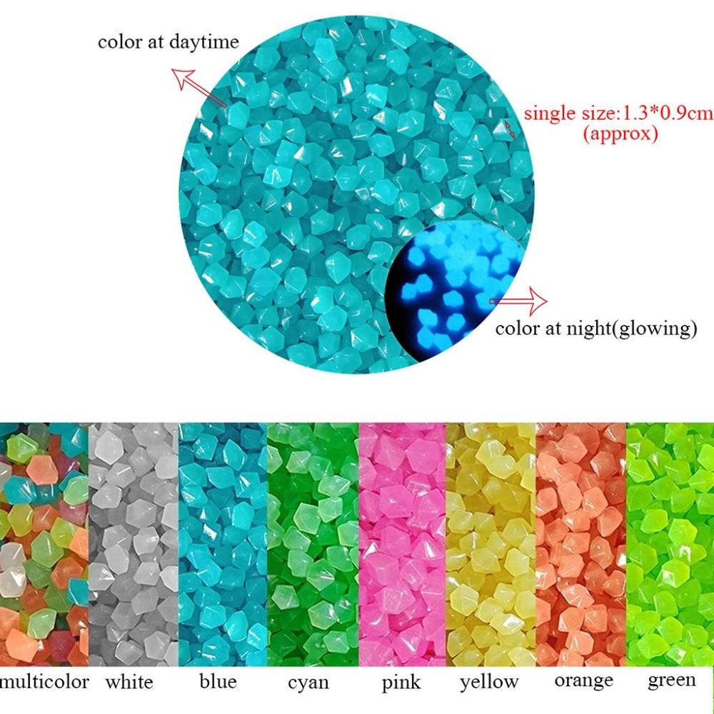 pcs Glow In Dark Colorful Rhombus Luminous Stones Aquarium Ornament Decorative Pebbles Lawn Decor