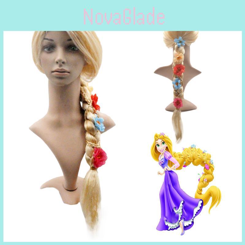 Magical Rapunzel Long Blonde Wig For Women Complete With Charming Flower Accents