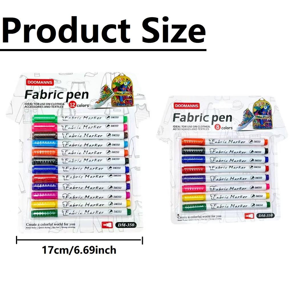8/12pcs Fabric Pen, Ideal for Use On Cloth, Accessories and Textiles, DIY T-shirt, Backpack, Shoes
