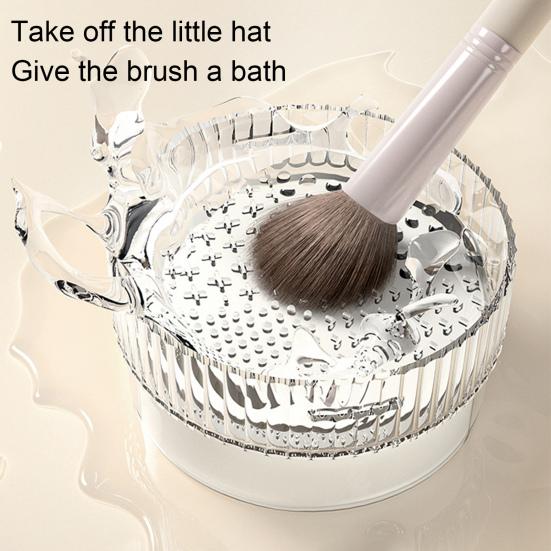 Makeup Brush Storage Bucket Rotatable Design Easy To Clean Dust-Proof Large Capacity Makeup Brush Stand