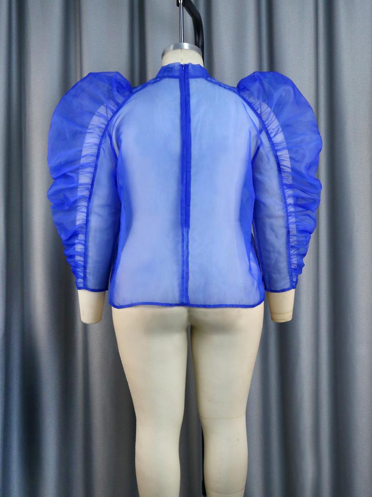 AOMEI Женские топы из органзы с круглым вырезом и галстуком-бабочкой, прозрачная блузка, сексуальная вечерняя клубная одежда, вечерние пуловеры, рубашки