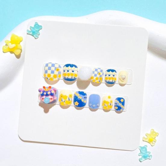 12 шт. детские мультяшные наклейки для дизайна ногтей, милые цветочные девушки с сердечным узором, стразы, наклейки для ногтей, самоклеящиеся накладные ногти, художественное украшение «сделай сам»