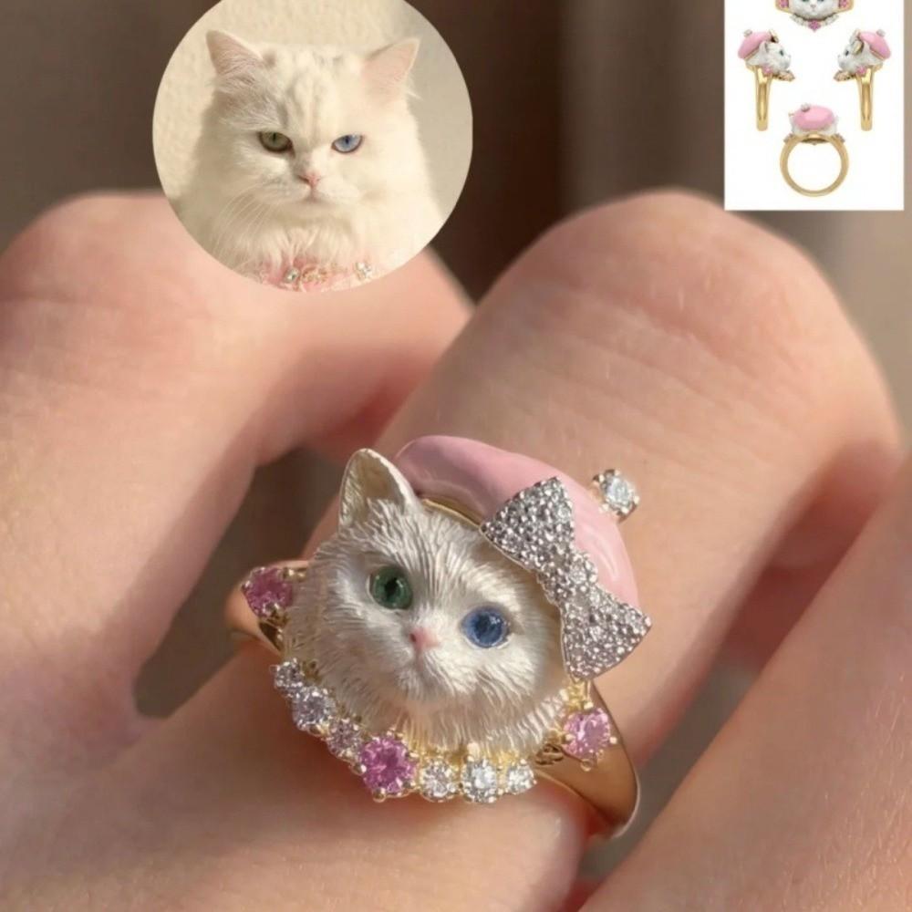 Mini Cat Ring Sweet Animal Jewelry Cute Dog Ring  Girlfriend Gift