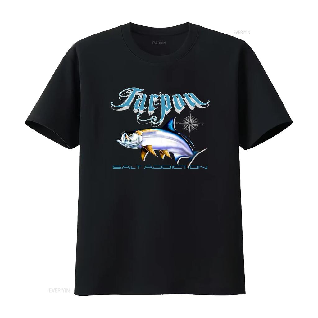 Salt Addiction Tarpon Fishing T Shirt Flats Design with Life Rod Reel Lure Baits vintage Washed Stylish Stretched graphic Soft