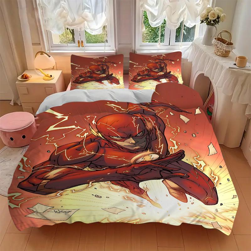 3pcs Flash, Speed Force Cover Set,Soft Comfortable Duvet Cover,Guest Room (1*Duvet Cover + 2*Pillowcases, Without Core) yy251024014