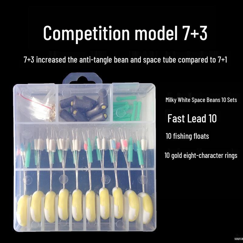 Набор рыболовных снастей из 50 предметов: Силиконовые шарики-поплавки, вертлюги, поплавки, основная леска
