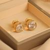 French Retro Square Zircon Earrings Women's Fashion Commuting Versatile Temperament Earrings Light Luxury and Capable Two-wear Earrings