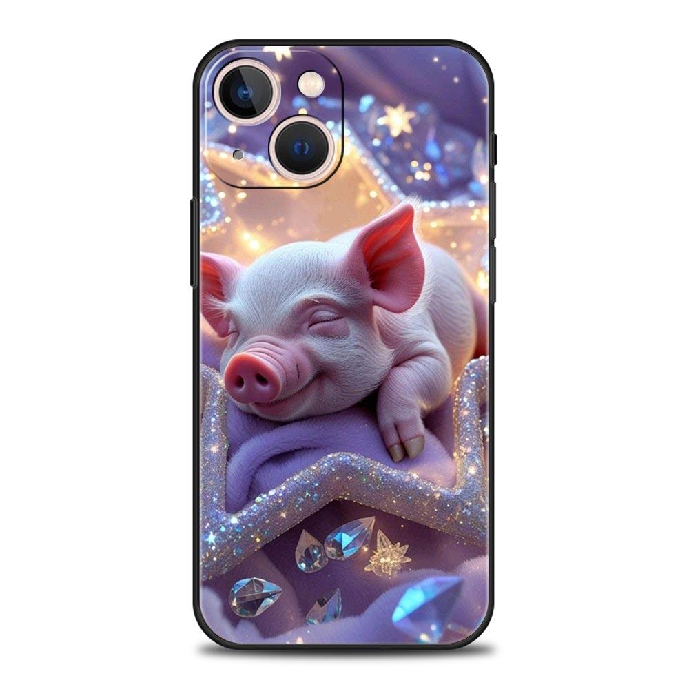 Милый Чехол-Крышка для Телефона в Виде Свиньи для iPhone 17 16 15 14 13 12 Pro Max 11 Pro Max 17 AIR Plus Ударопрочный Мягкий ТПУ Корпус Fundas Capas Сумка