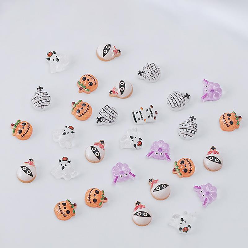 30 шт. Хэллоуин мультфильм аксессуары для ногтей милые маленькие привидения призрачные глаза летучая мышь Diy смола маникюр ювелирные украшения