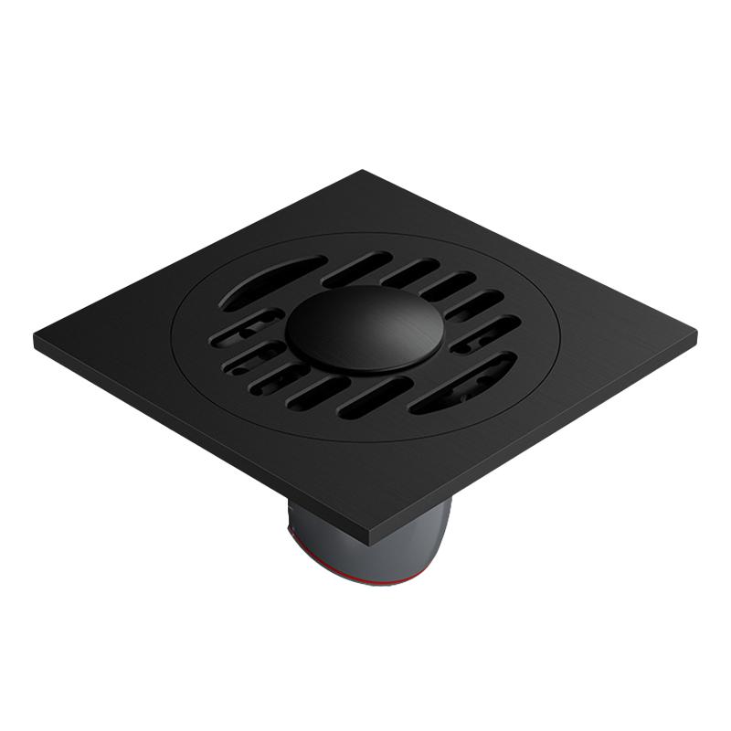 Brass Washing Machine Floor Drain with Anti Odor Drainer Bathroom 10x10 CM Square Matte Black Shower Floor Drain