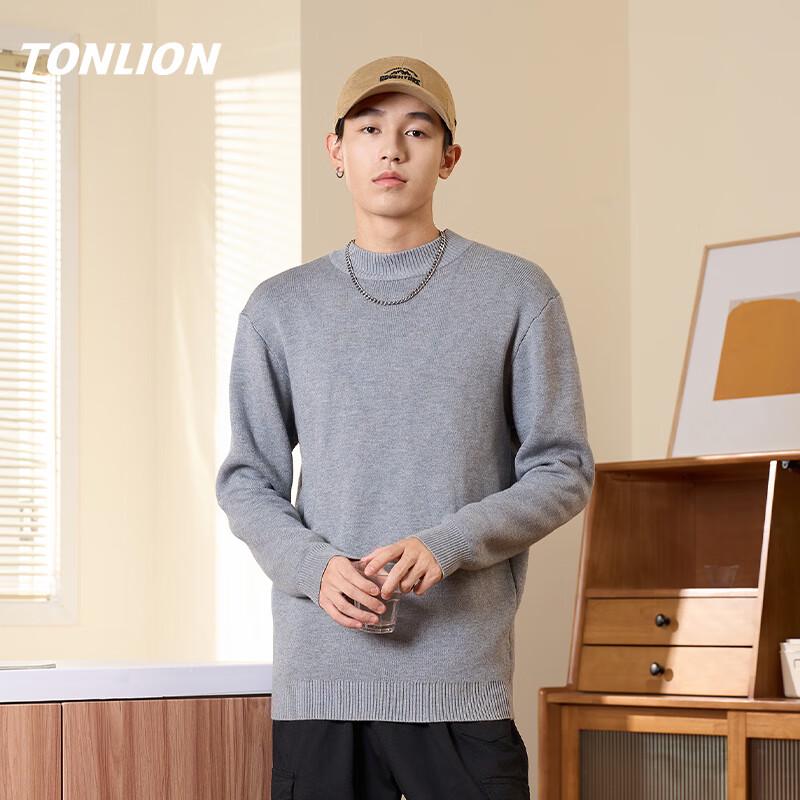 Мужской зимний свитер TonLion с полувысоким воротником и флисовой подкладкой