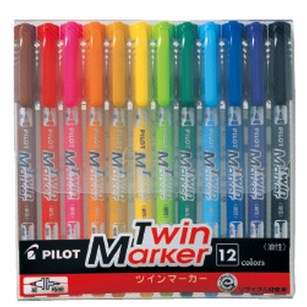Pilot Twin Marker Fine Extra Fine Tip Set MEF-144EU-12C & 12-Color