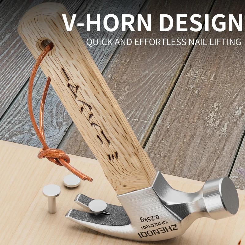 Мини молоток-гвоздодер Бытовые инструменты Обычно используемые в деревообработке Выбивать гвозди Деревянная рукоятка Маленький молоток Высокоуглеродистая сталь