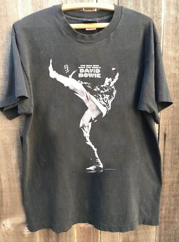 David Bowie The Man Who Sold the World vtg charcoal t-shirt QT7907