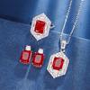 Autumn And Winter Jewelry Set High Carbon Diamond Ice Flower Cut Copper Inlaid With Chinese Red Set Main Stone 8 * 10