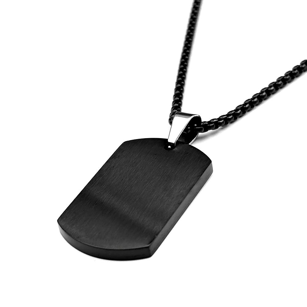 Minimal Two Tone Vertical Split Blank Dog Tag Pendant Necklace for Men Women Stainless Steel Geometric Hip Hop Box Chain Jewelry