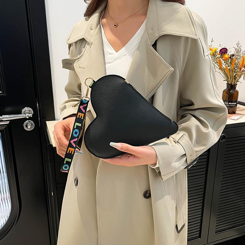 Yogodlns Модный мини-клатч в форме сердца для женщин, кошелек для монет карамельного цвета с запястьем, стильный держатель для карт на молнии и чехол для ключей