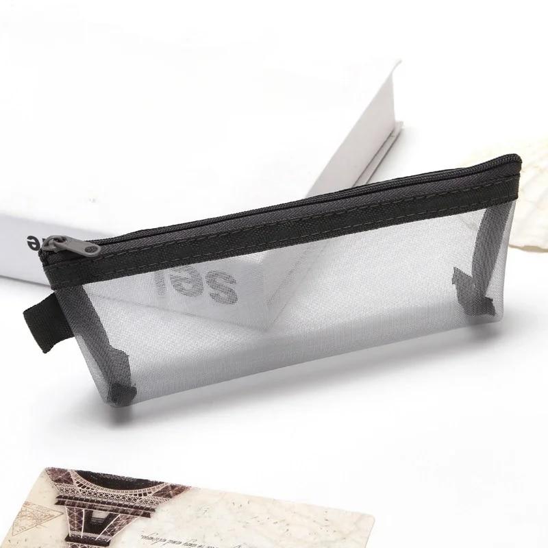 Простая видимая сетка для хранения кистей для макияжа, большая вместительная сумка-органайзер для студентов, канцелярских принадлежностей, цветной нейлоновый сетчатый пенал