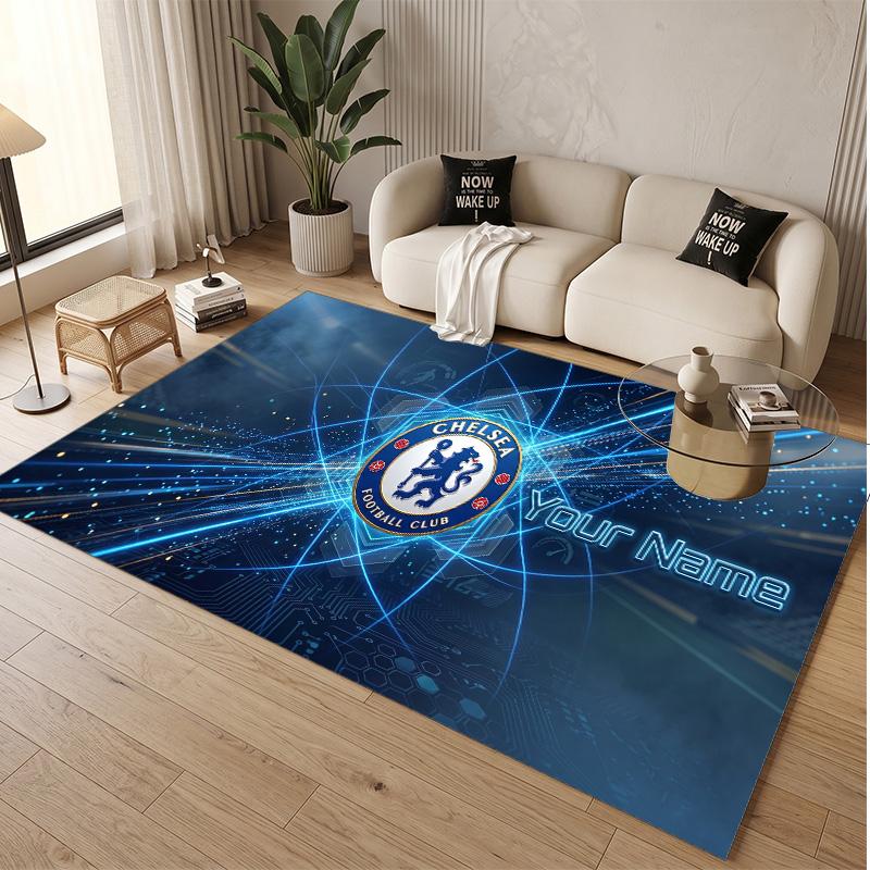 Personalized Crystal Velvet Carpet Chelsea FC Pattern Non Slip Floor Rug