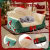 Cat Bed Sofa Pet Couch As Cute Furniture with Christmas Hat And Bows, Scratch-resistant