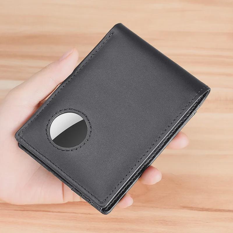 Men's Genuine Leather RFID Anti-Theft AirTag Wallet
