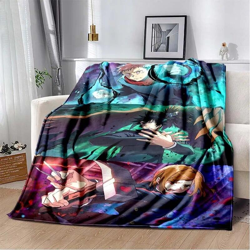 3D Print J-Jujutsu-K- Kaisen Anime Pattern Flannel Blanket,Multi-purpose Holiday Gift Blanket Warm And Soft Blankets All Seasons