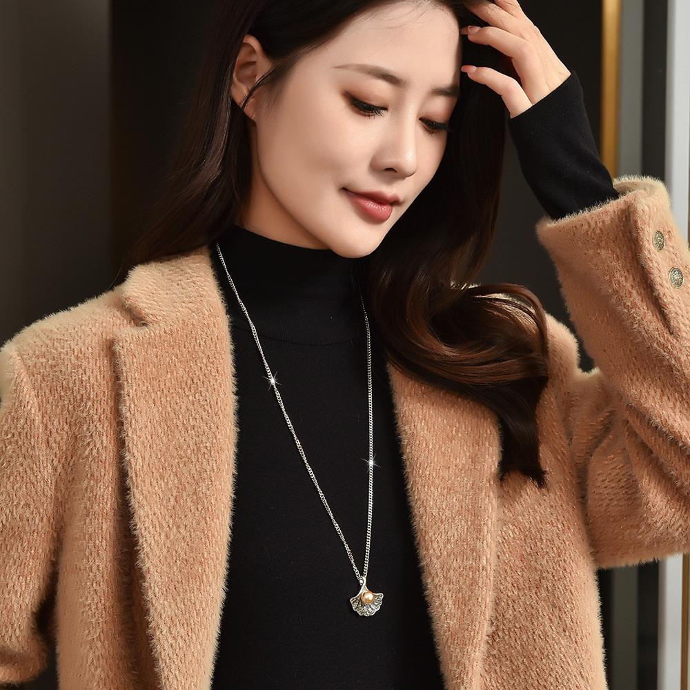 Шикарное колье-капля с жемчугом скаллоп модного кофейно-золотого цвета для трендовых женщин