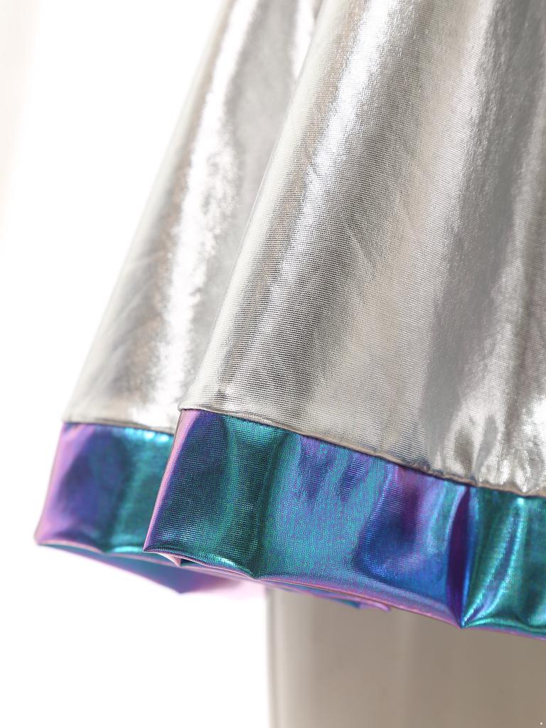 Women Carnival Rave Party Suit Space Astronaut Alien Robot Cosplay Costume A-line Mini Dress for Halloween Theme Party