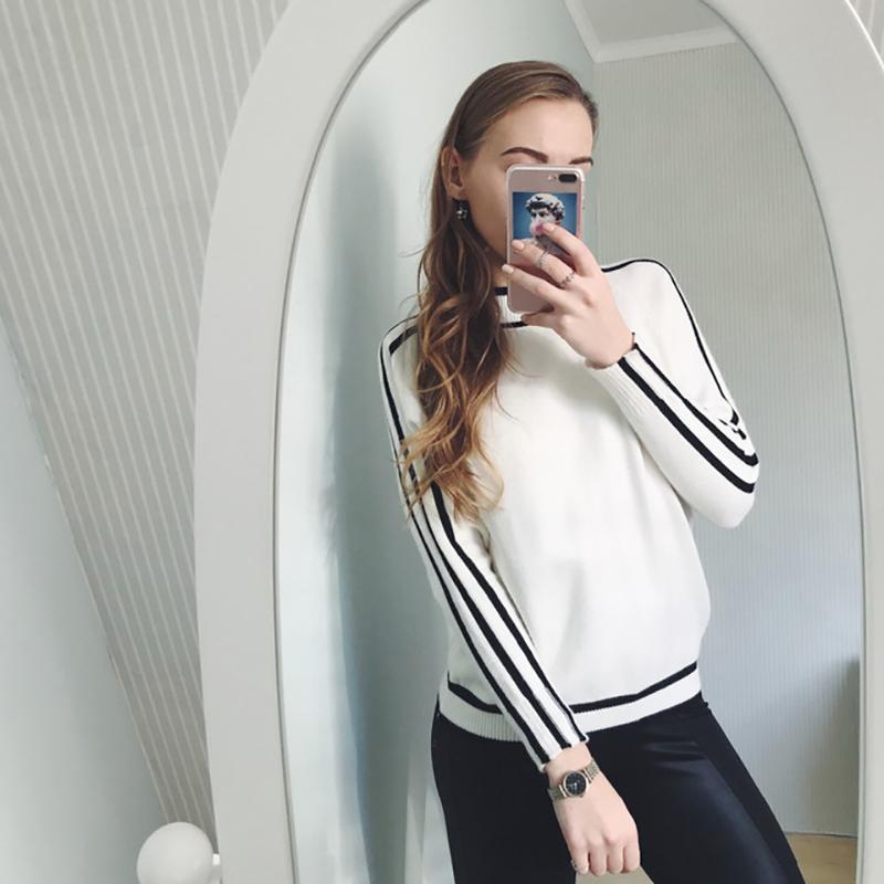 Hirsionsan Autumn Winter Sweater Women 2021 O Neck Knitted Pullovers Female Soft Basic Striped Jumper Casual Thicken Sweaters