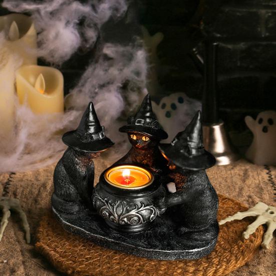 Yousheng Halloween Candle Holder Spooky Resin Grim Reaper Skeleton Human Organ Statue Tabletop Tea Light Holder for Home Office Kitchen Mantel Decor