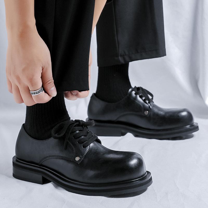 Модные брендовые повседневные кожаные туфли мужские на высокой подошве на платформе японские Харадзюку корейские уличные модные деловые свадебные кожаные туфли