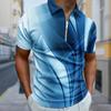 Men's Shirt Polo Casual Zip Short Sleeve Fashion Casual Zipper Summer Spring Regular Fit 3D Geometric Shapes Print Shirt