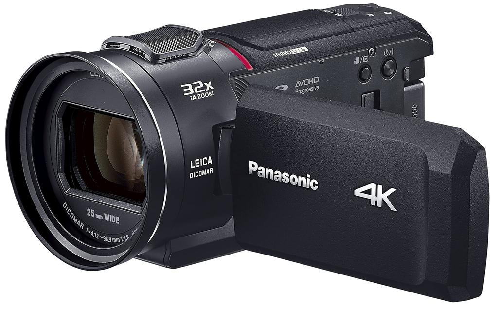 Panasonic 4K Цифровая видеокамера 64 ГБ Гибридное изображение 24x Оптический зум, Встроенная память, 5-осевая стабилизация, Черный, HC-VX2MS-K
