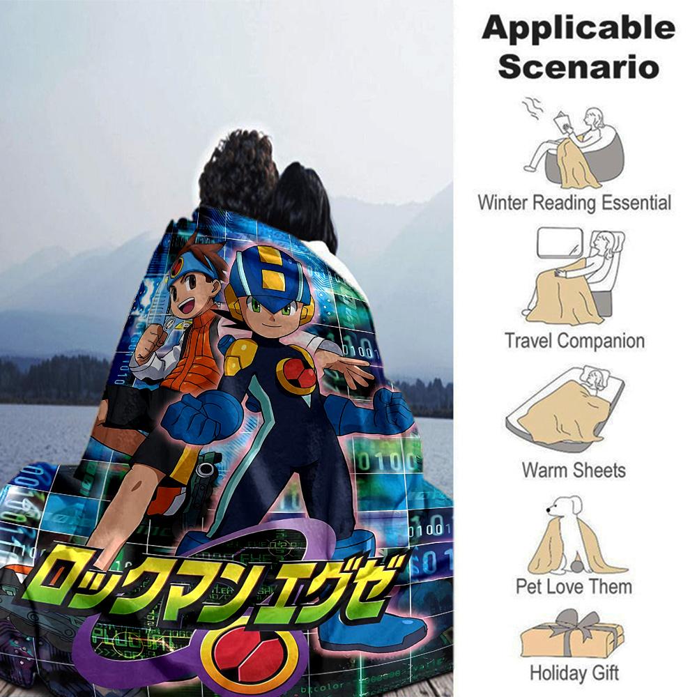 Robot Adventure Cyberspace Flannel Blanket Super Soft Warm Cozy Blanket For Sofa Bed Office Travel Allseason Home Decor Gift