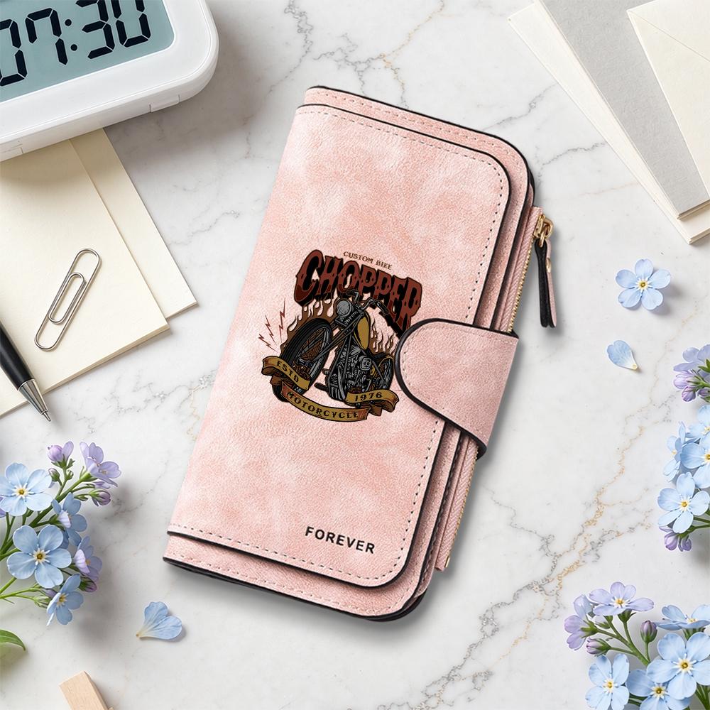 Retro Chopper Biker Purse Casual Large Capacity Card Holder Fashion Long Wallet for Daily Use
