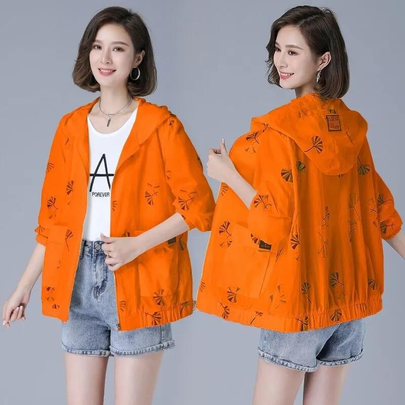 Большой размер вышитый летний солнцезащитный крем дышащая солнцезащитная одежда для женщин плюс размер