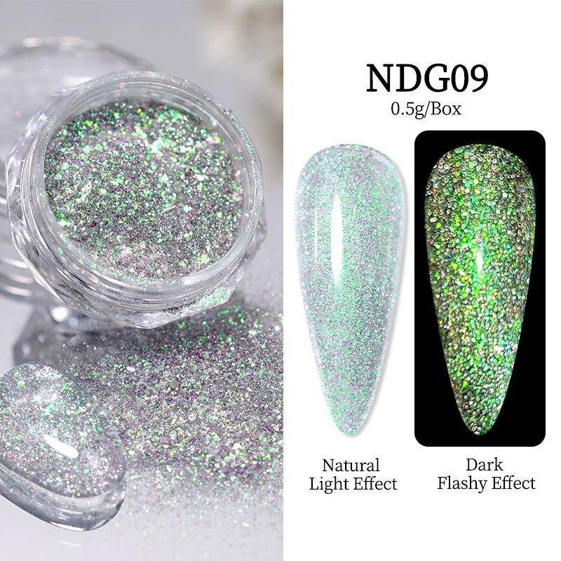 Nicole Diary Polarized Cloud Brocade Crushed Diamond Powder, Super Bright Dream Manicure Opal Powder, Bouncy Fine Glitter Powder