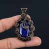 Подвеска из лазурита, ювелирное изделие из драгоценного камня ручной работы, подвеска, обернутая медной проволокой 999 пробы, ювелирная подвеска уникального дизайна