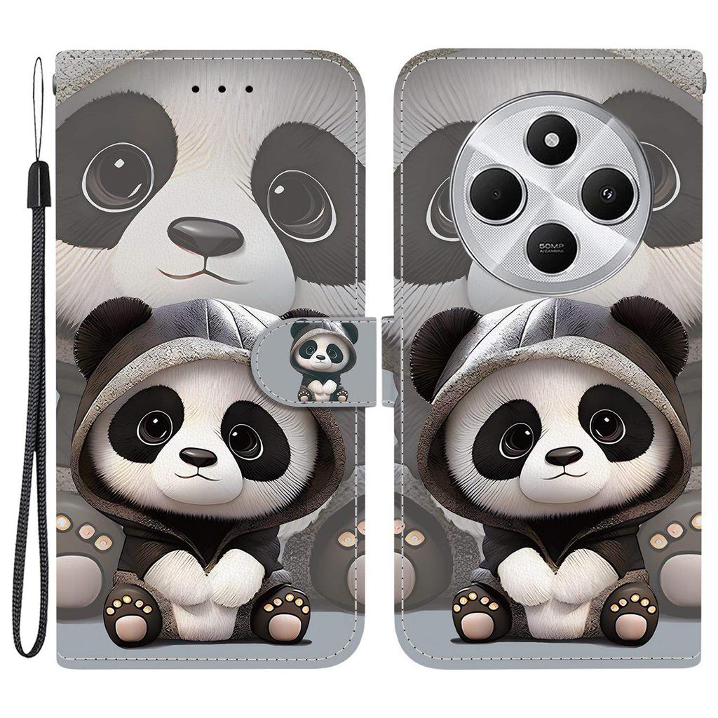 Чехол-кошелек для Xiaomi Poco C75 4G/Redmi 14R 5G/14C 4G с принтом, кожаная подставка, чехол для телефона со шнурком